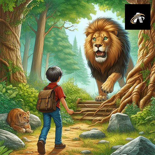 A boy who faced a wild lion in the forest