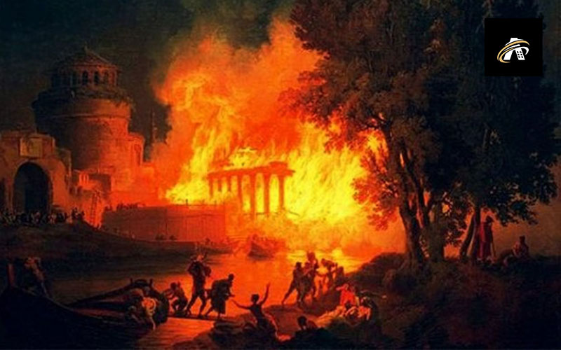 The great fire of Rome in 64 AD